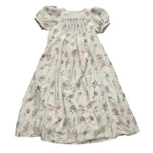 FRIFUL Womens Size XL White Flowers Midi Dress